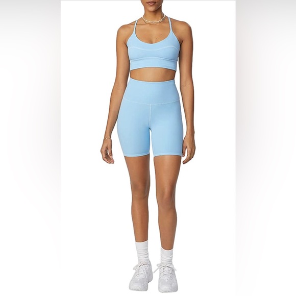 NWT Bandier x Sincerely Jules The Bryn 7" Biker Short Bluebell/ Sky Blue - Picture 9 of 12